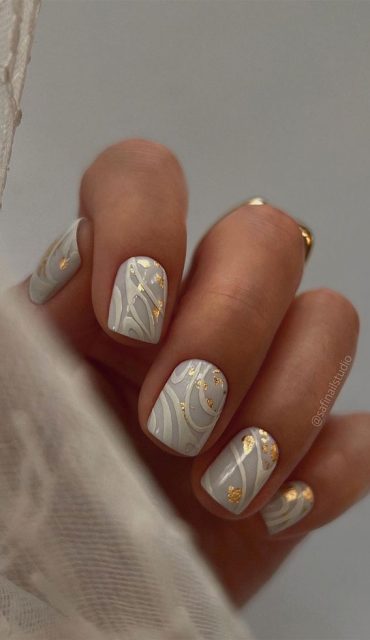 Nail Trends To Have On Your List White Swirl Short Nails