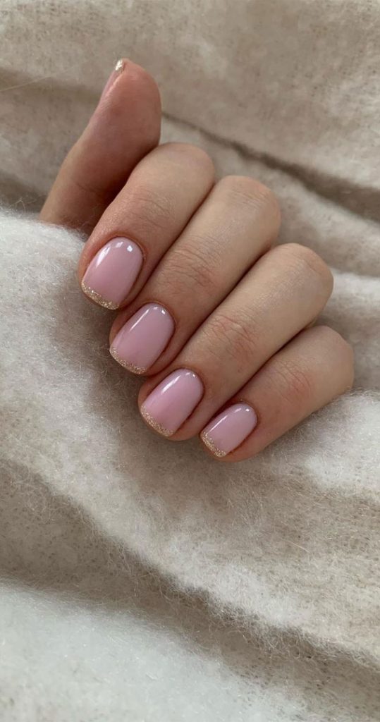 25 Beautiful Neutral Nails To Welcome 2023 Classic Glam Glitter French Tips 1756