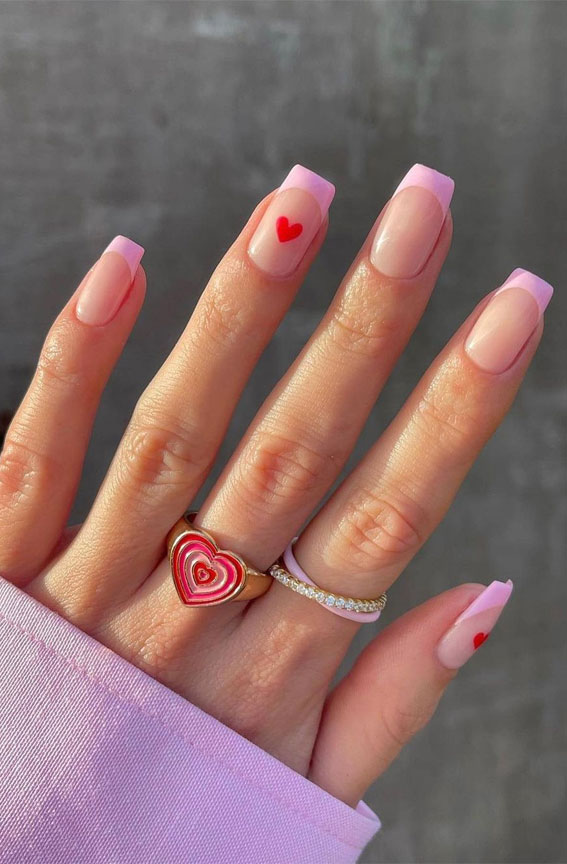 Pink Press on Nails Valentines Days Nails Heart Nails 