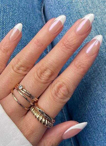 25 Beautiful Neutral Nails To Welcome 2023 Chrome French Tips