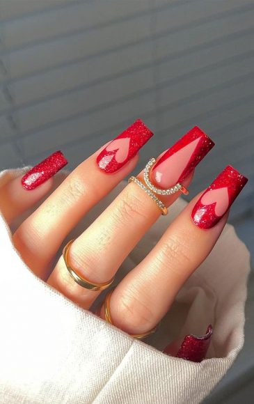 35 Best Valentines Day Nail Designs In 2023 Pink Heart Red Shimmery