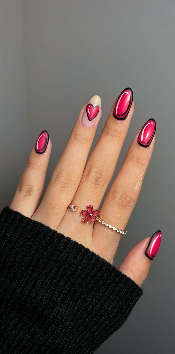 Pink Press on Nails Valentines Days Nails Heart Nails 