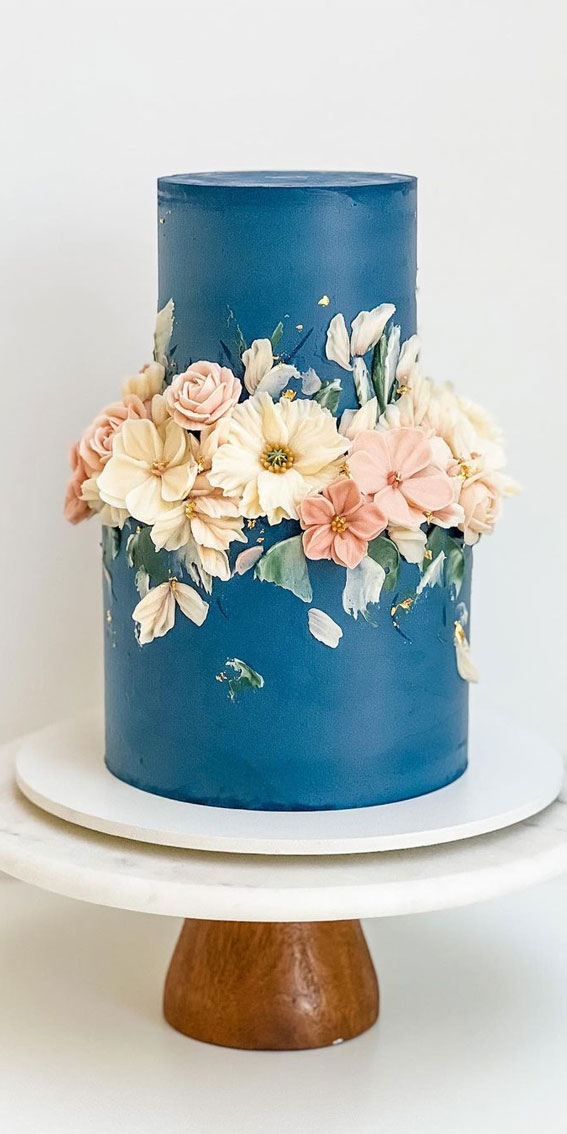 40 Beautiful Wedding Cake Trends 2023 Blue Buttercream Cake
