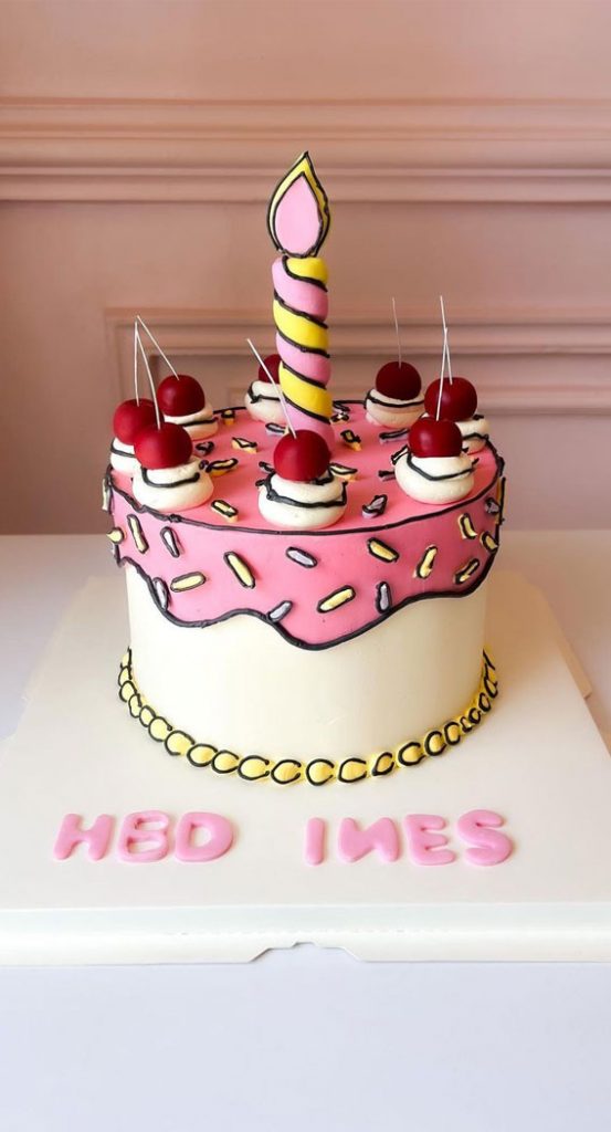 50 Cute Comic Cake Ideas For Any Occasion Pink Icing Drip Sprinkles 6179