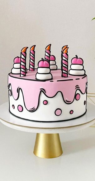 Cute Comic Cake Ideas For Any Occasion Pale Pink Icing Drips