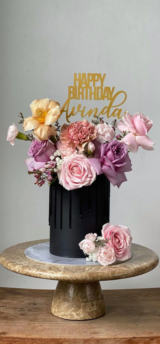 Goth Wood Flower Wedding Cake Black Rose Cake Flowers - Etsy