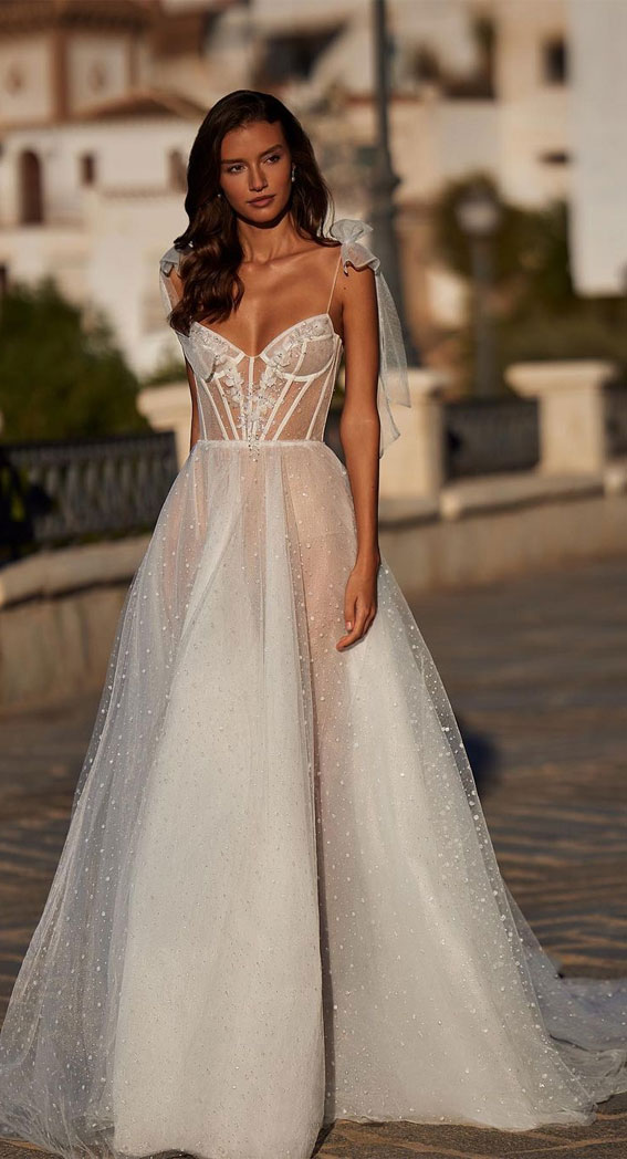 Timeless Wedding Dresses To Lookout : Corset Top Spaghetti Straps with Bow  Detailing
