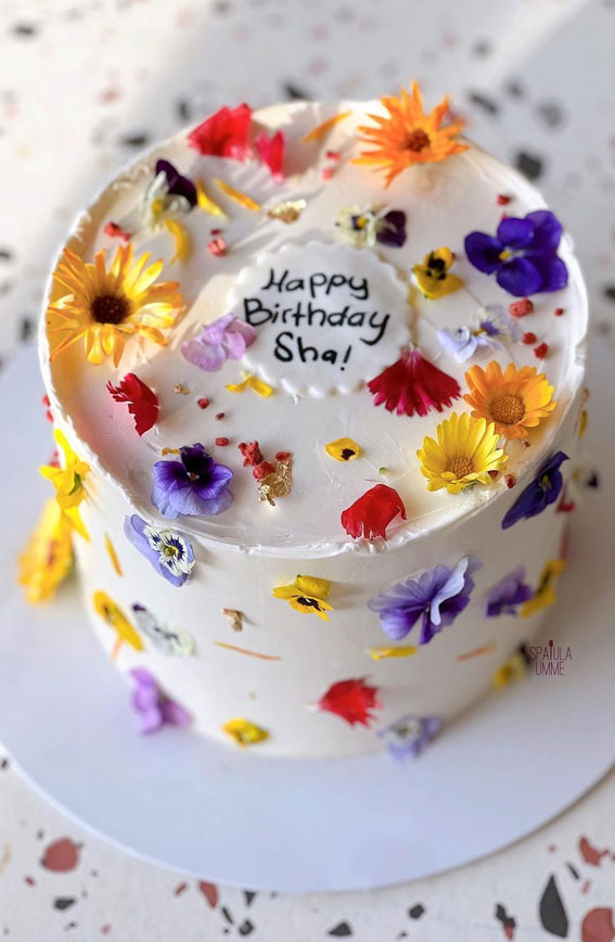 Tall Floral Cake Melbourne 10 large to 80 small slices — Stylish Cakes Co.