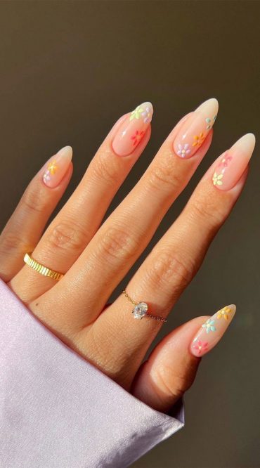 52 Cute Floral Nail Art Designs Pastel Floral Sheer Nails