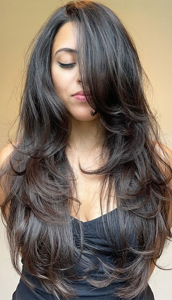 50+ Different Styles of Layered Haircuts : Sexy Side Part Long Bangs