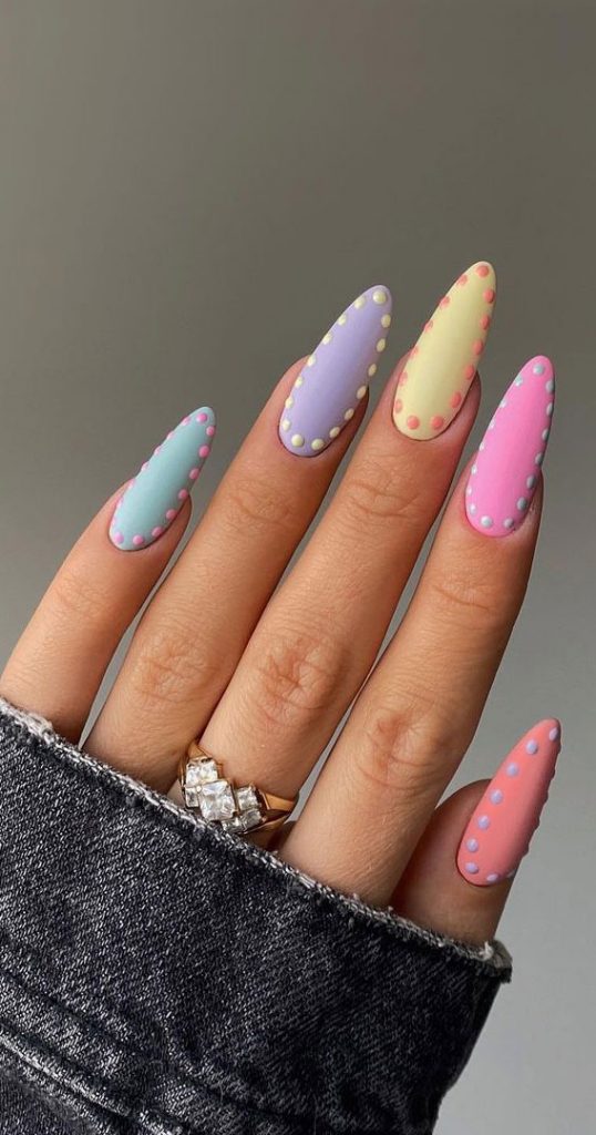 Cute Spring Nails To Inspire You Pastel Spring Dots