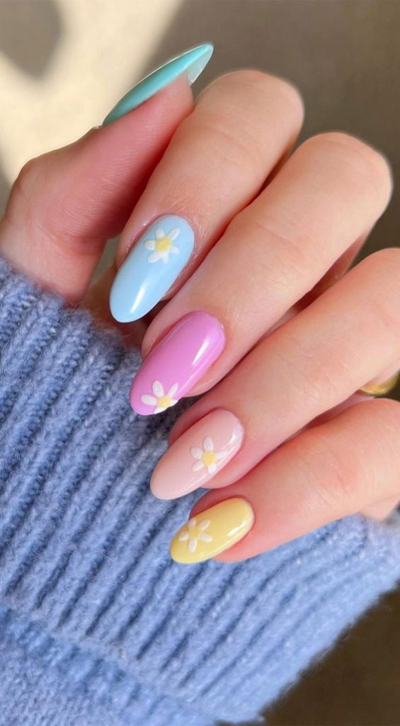 Cute Spring Nails To Inspire You Pastel Nails With Daisy