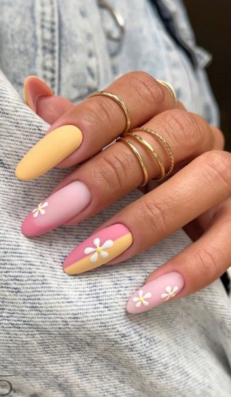 Cute Spring Nails To Inspire You Pink And Yellow Nails