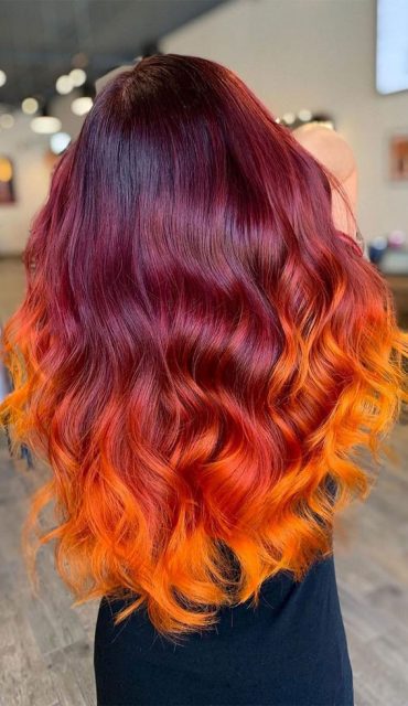 25 Creative Hair Colour Ideas to Inspire You : Fiery Sunset Perfection