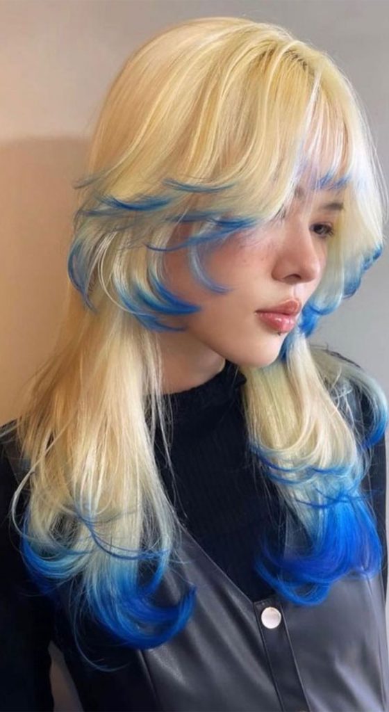 20 Unconventional Hair Color Ideas To Make A Statement Blonde With A Touch Of Eletric Blue