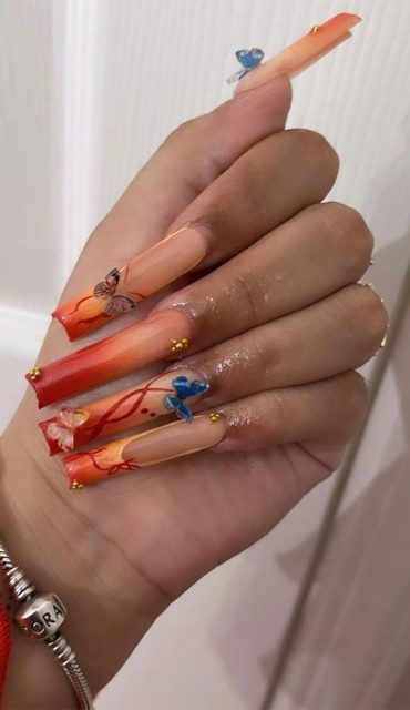 50 Fresh Summer Nail Designs Sunset Ombre Acrylic Nails