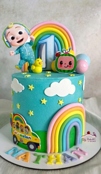 45 Cake Ideas to Remember for Baby's First Milestone : Cocomelon theme cake