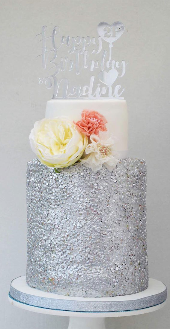 Buy Happy 25th Acrylic Silver Glitter Topper for Cake