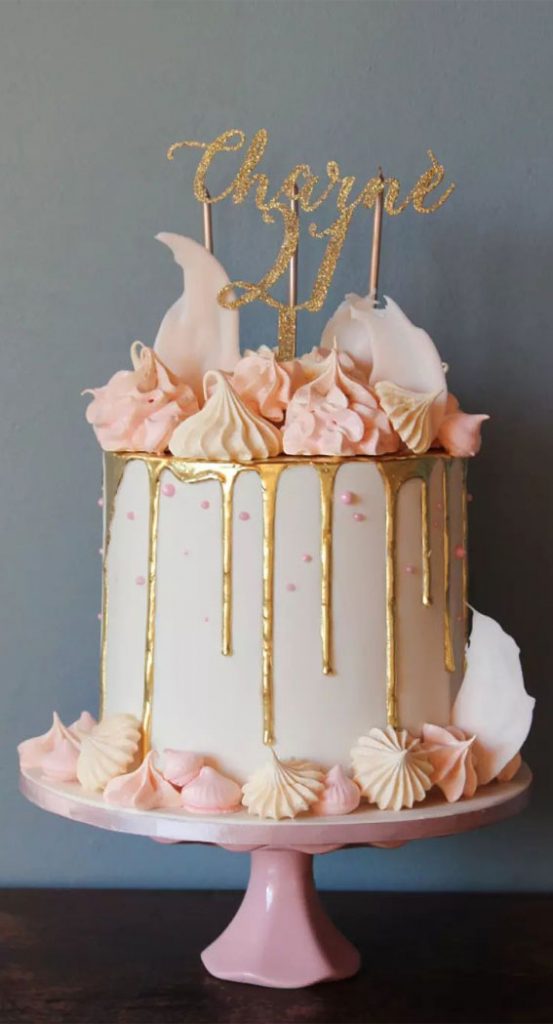 Celebrating 21 Years of Life with these Cake Ideas : Gold Drip Cake ...