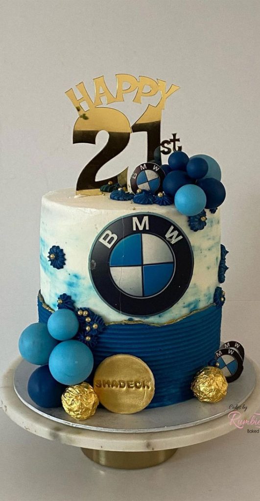 Celebrating 21 Years Of Life With These Cake Ideas Blue Bmw Theme Cake