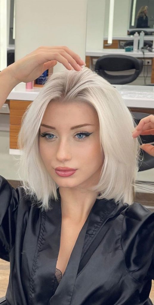 Sleek And Chic Bob Hairstyles Icy Blonde Textured Bob