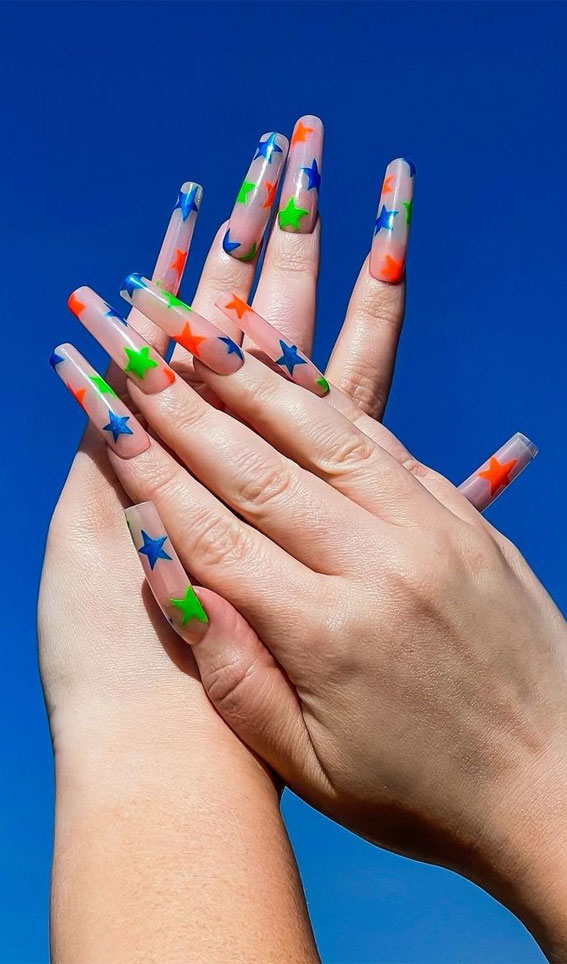 50+ Cute Summer Nails for 2023 Green Flame Tips