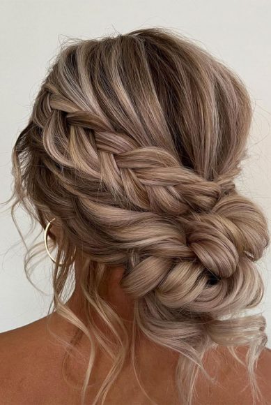 30 Glamorous Braids To Make A Statement On Your Big Day Cute Braided Messy Updo 4373