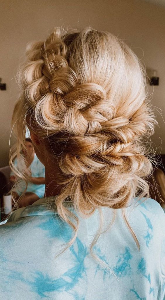 30 Glamorous Braids To Make A Statement On Your Big Day Flat Chunky Braided Updo 2267