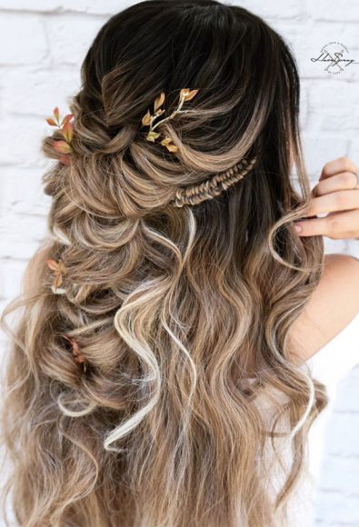 30 Glamorous Braids To Make A Statement On Your Big Day Messy Braid Half Up With Infinity Braids 7865