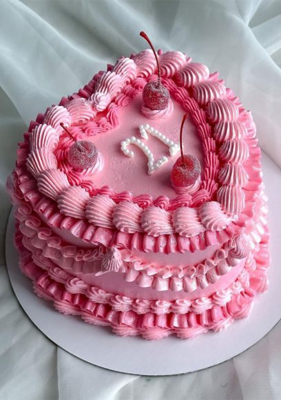 47 Buttercream Cake Ideas for Every Celebration : Pink Heart Shape Cake ...