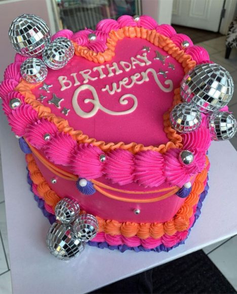 47 Buttercream Cake Ideas For Every Celebration Disco Balls On Hot Pink Groovy Cake 