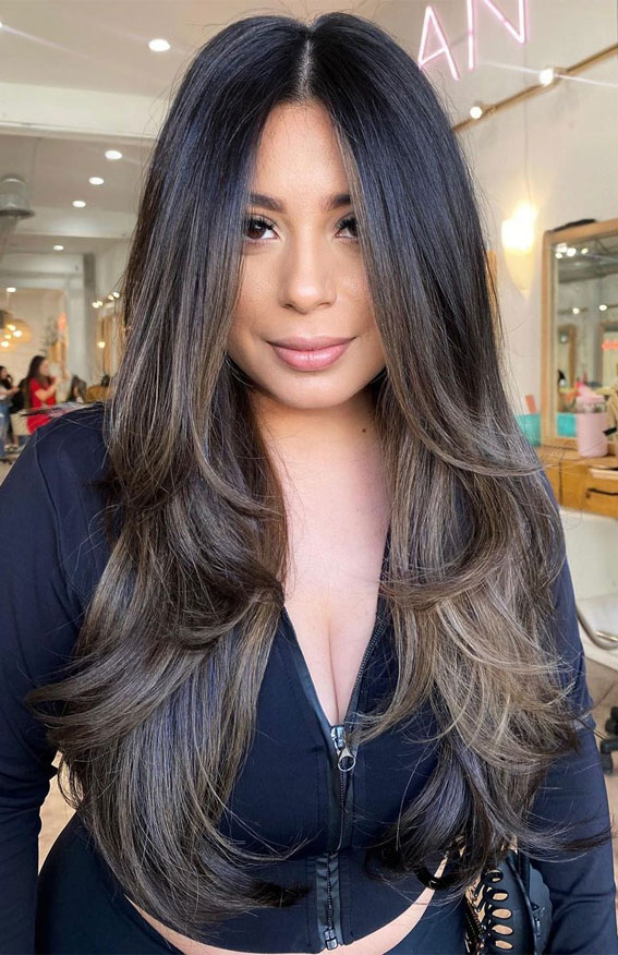40 Long Layered Haircuts To Try Right Now : Long Layers with Balayage Highlights