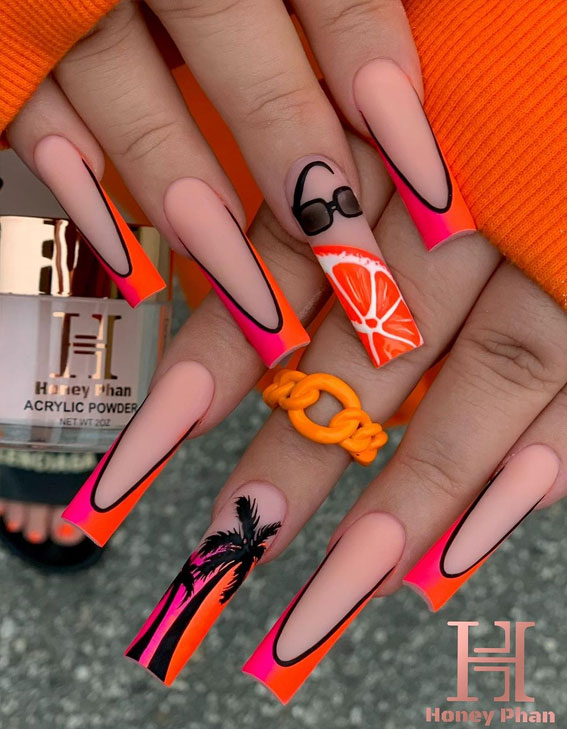 50 Rock Your Style with Trendy Nail Designs : Tropical Summer Acrylic Nails