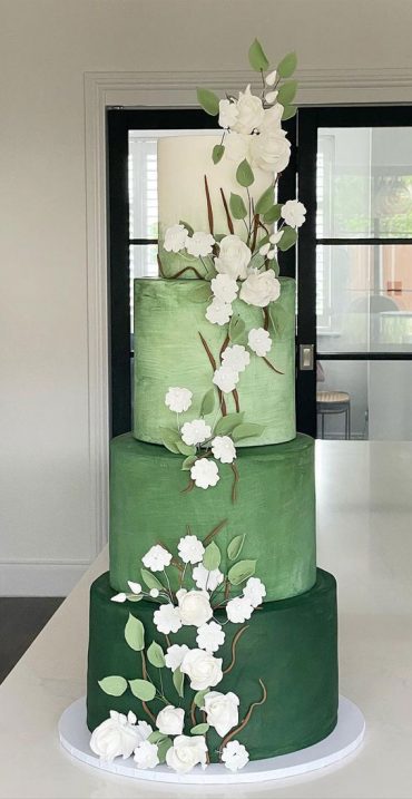 50 Romantic Wedding Cakes Love's Sweet Symphony : Gradient Green 4 Tier ...
