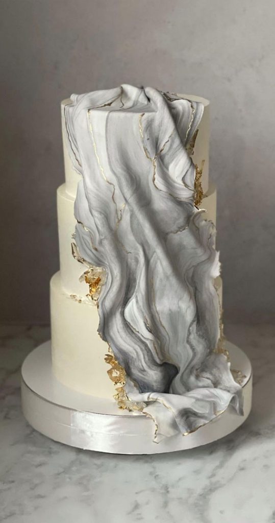 50 Romantic Wedding Cakes Love's Sweet Symphony : Cascading Marble ...