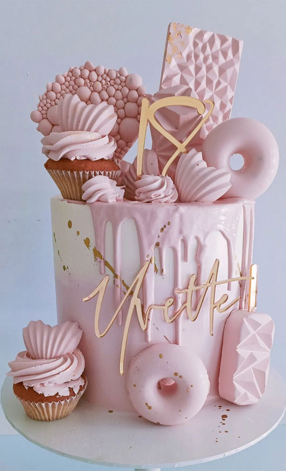 Birthday Cake For Her Modern Pink And Gold Birthday Cake Cakes Pinterest  Birthday - albanysinsanity.com | 20 birthday cake, 21st birthday cakes,  29th birthday cakes