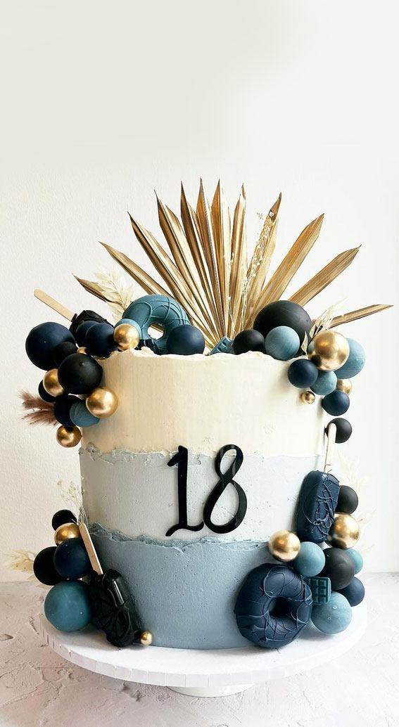 Blue and Gold Drip Cake | Blue Ombre Cake | Macaron Cake – Liliyum  Patisserie & Cafe