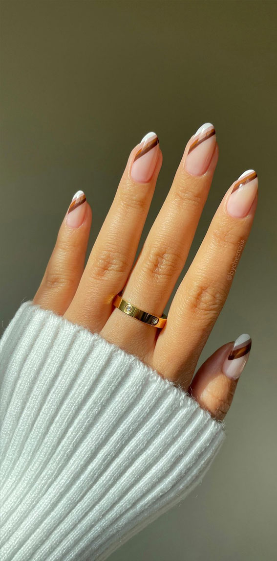 Embrace Autumn with Stunning Nail Art Ideas Layered Brown Side French