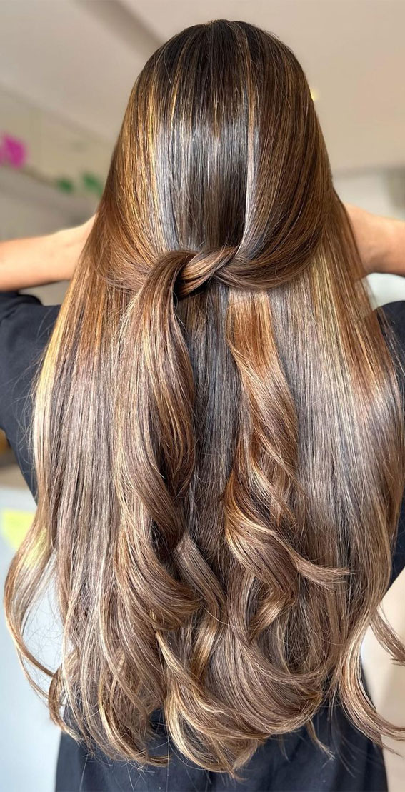 42 Stunning Autumn Hair Colour Ideas To Embrace The Season Rich Brunette With Golden Honey