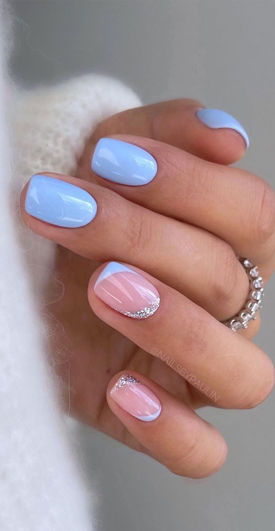 Chic Summer Nail Ideas Embrace the Season with Style : Baby Blue Short Nails
