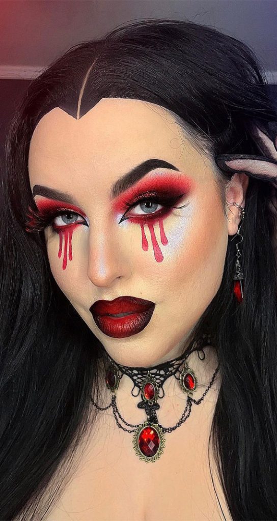 creative-halloween-makeup-looks-red-blood-tear-makeup