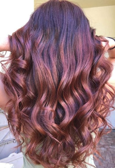 Warm And Inviting Fall Hair Colour Inspirations Copper Auburn Hair With Plum Undertones