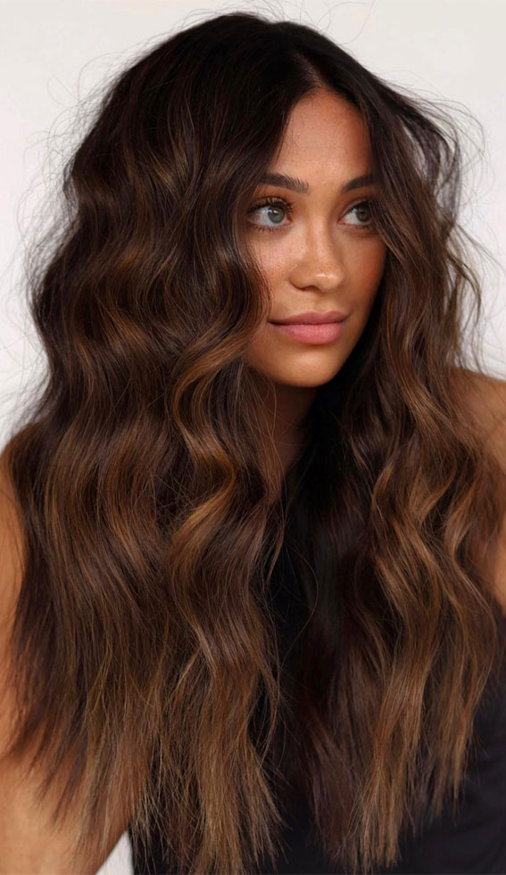 50 Stylish Brown Hair Colors & Styles for 2022 : Brown with Caramel