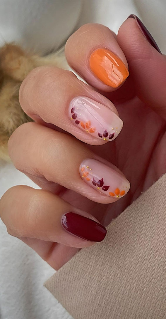 Thanksgiving Nail Art Delights : Brown and Orange Nails