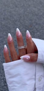 40+ Brilliant Chrome Nail Art Designs : French Tip Chrome Nails