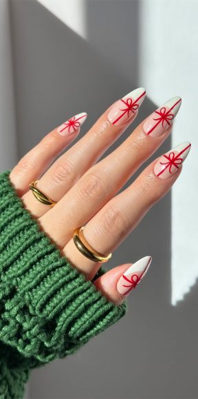 Festive Fingertips Enchanting Christmas Nail Ideas Present Inspired On French Tip Nails