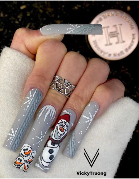 Winter Wonders 49 Festive Christmas Nail Art Designs Olaf Inspired Nails