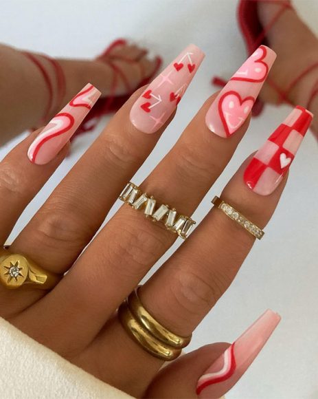 Captivating Valentine’s Day Nail Designs : Cute Pressed On Valentine’s ...