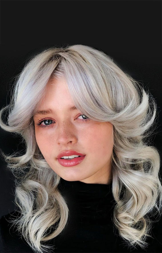 Platinum Blonde Shaggy Vintage Vibe : 50 Best haircuts & Hairstyles To Try