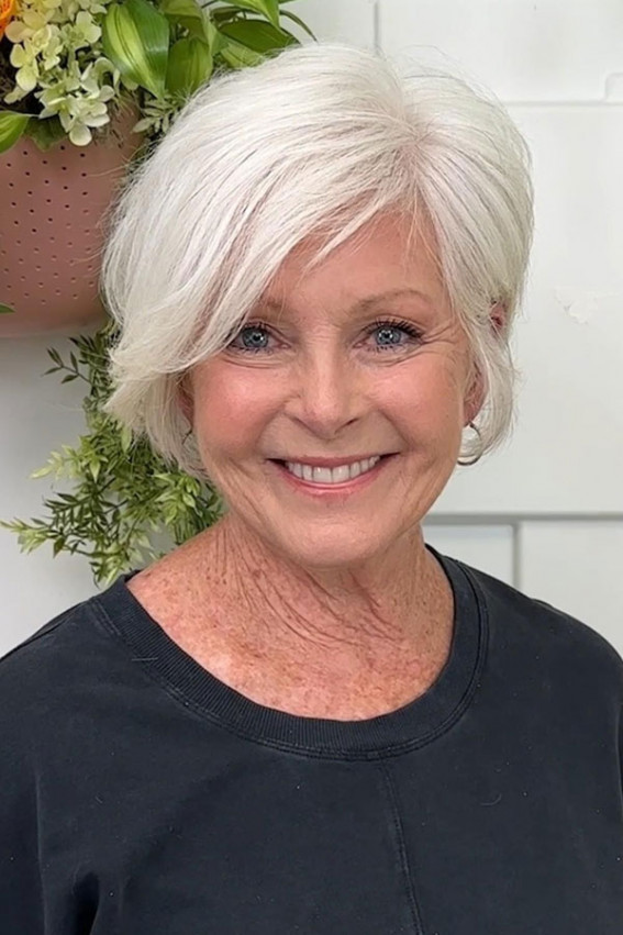 This Razor Cropped Pixie Bob Looks Amazing on This Lady Over 70